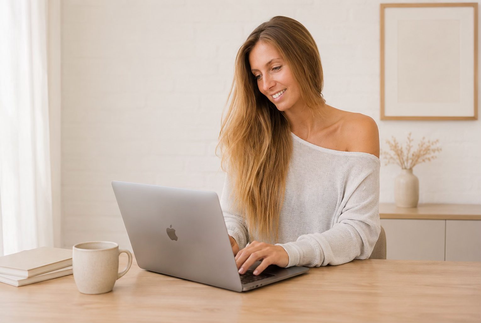 Frau schreibt am Laptop eine Nachricht an Pairent